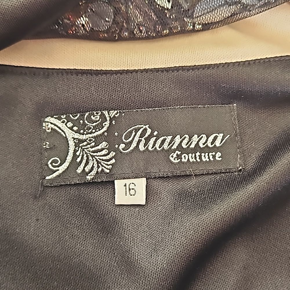 Rianna Couture Women's Formal Beaded Maxi Dress With Front Slit Size 16 Black - Picture 7 of 16